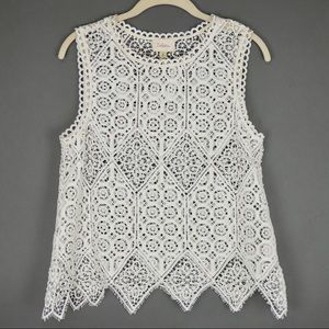 Anthropologie Deletta Ivory Crochet Lace Tank Top